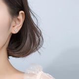 925 Silver Elk CZ Stud Earring Christmas Gift