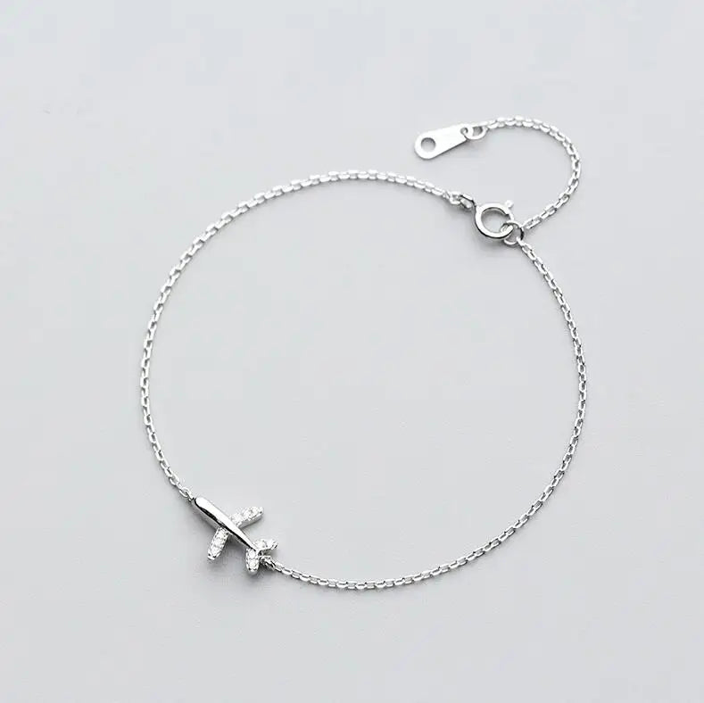 925 Sterling Silver Plane CZ Bracelet for Women