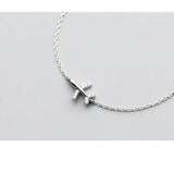 925 Sterling Silver Plane CZ Bracelet for Women