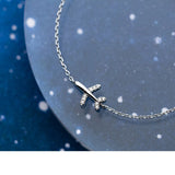925 Sterling Silver Plane CZ Bracelet for Women