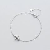 925 Sterling Silver Plane CZ Bracelet for Women