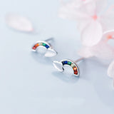 925 Silver Colorful CZ Rainbow Cloud Stud Earring Women Girl Lady