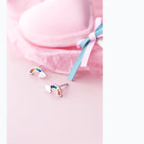 925 Silver Colorful CZ Rainbow Cloud Stud Earring Women Girl Lady