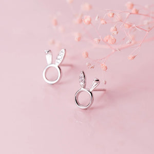 925 Sterling Silver Hollow Rabbit Stud Earring for Girl Teens Lady