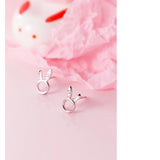 925 Sterling Silver Hollow Rabbit Stud Earring for Girl Teens Lady