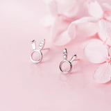 925 Sterling Silver Hollow Rabbit Stud Earring for Girl Teens Lady