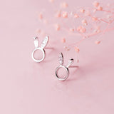 925 Sterling Silver Hollow Rabbit Stud Earring for Girl Teens Lady