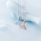 925 Silver Mermaid Fishtail CZ Pendant Short Necklace for Women
