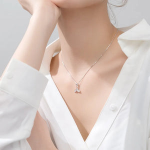 925 Silver Mermaid Fishtail CZ Pendant Short Necklace for Women