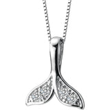 925 Silver Mermaid Fishtail CZ Pendant Short Necklace for Women