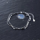 925 Sterling Silver Women's Double Layer Smooth Bracelet Gift