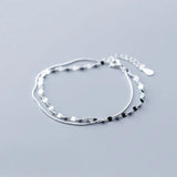 925 Sterling Silver Women's Double Layer Smooth Bracelet Gift