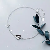 925 Silver Airplane Star Anklet Bracelet Women Link Chain Jewelry