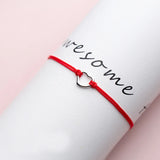 925 Sterling Silver Heart Red Rope Chain Bracelet for Women