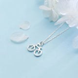 925 Silver Bike Bicycle Charm Pendant Necklace Women Jewelry