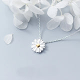 925 Silver Daisy Flower Pendant Necklace Women Silver Jewelry