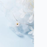 925 Silver Daisy Flower Pendant Necklace Women Silver Jewelry