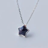 925 Silver Sandstone Star Necklace Pendant Women Lady Jewelry