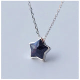 925 Silver Sandstone Star Necklace Pendant Women Lady Jewelry