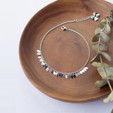925 Silver Bracelet Oval Leaves Tassel Anklet Chain Gift Girls Lady