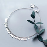 925 Silver Bracelet Oval Leaves Tassel Anklet Chain Gift Girls Lady