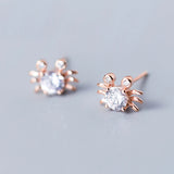 925 Silver Ocean Crab CZ Stud Earrings Women Jewelry