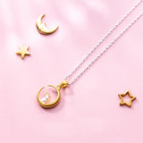 925 Silver Rabbit on Moon Crescent Necklace