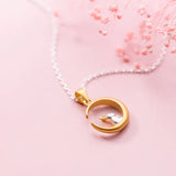925 Silver Rabbit on Moon Crescent Necklace