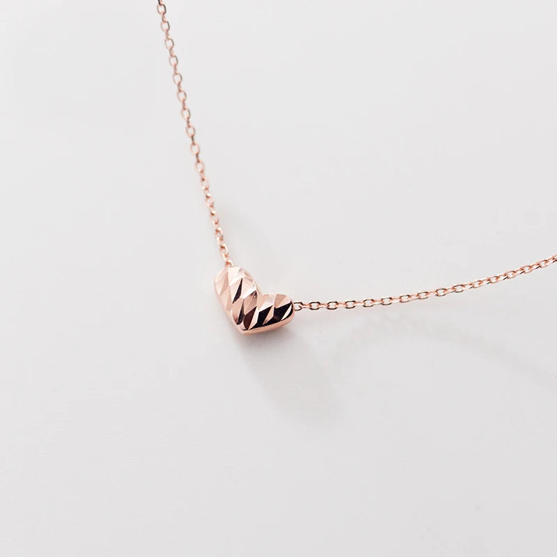 925 Silver Heart Pendant Choker Necklace for Women