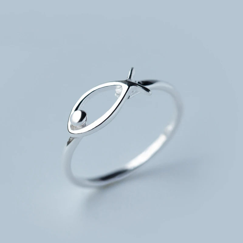 925 Sterling Silver Fish Cocktail Ring for Girls Xmas Gift
