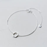 925 Silver Hollow Hexagon Bracelet Women Gift Girls Lady