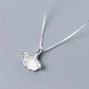 925 Silver Ginkgo Leaf Necklace Women Jewelry Pendant