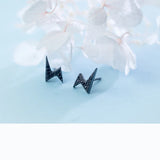 925 Sterling Silver Punk Lightning Stud Earrings with CZ