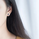 925 Sterling Silver Punk Lightning Stud Earrings with CZ