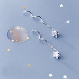 925 Sterling Silver CZ Star Dangle Earrings
