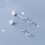 925 Sterling Silver CZ Star Dangle Earrings