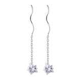 925 Sterling Silver CZ Star Dangle Earrings
