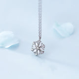 Snowflake Pendant Necklace 925 Silver for Women