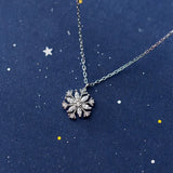 Snowflake Pendant Necklace 925 Silver for Women