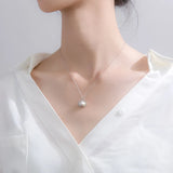 925 Silver Pearl Shell Necklace Pendant Women Lady Jewelry