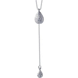 925 Silver Water Drop CZ Pendant Necklace Romantic Jewelry