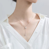 925 Silver Water Drop CZ Pendant Necklace Romantic Jewelry