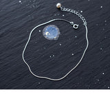 925 Silver Snake Chain Pearls Anklet for Women