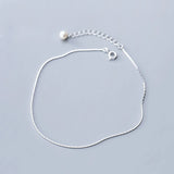 925 Silver Snake Chain Pearls Anklet for Women
