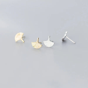 925 Silver Tiny Ginkgo Biloba Stud Earrings