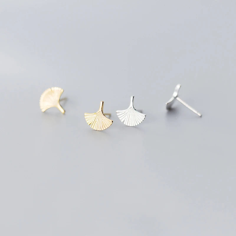925 Silver Tiny Ginkgo Biloba Stud Earrings