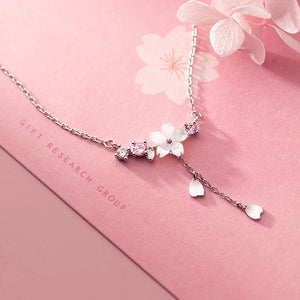 925 Silver Women Choker Necklace Shell Flower Pendant Heart Charm