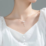925 Silver Women Choker Necklace Shell Flower Pendant Heart Charm