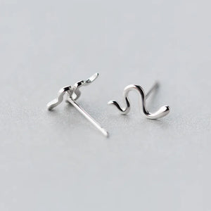925 Silver Snake Stud Earrings for Girls Lady