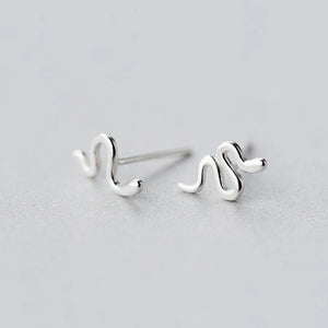 925 Silver Snake Stud Earrings for Girls Lady